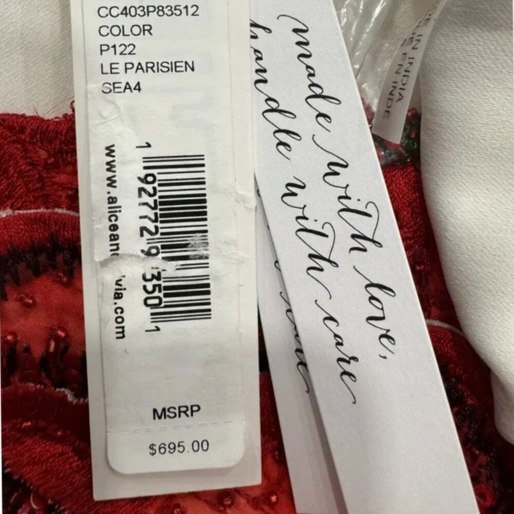 Alice + Olivia  clyde beaded rose shift dress Size 2 NEW - Picture 9 of 12
